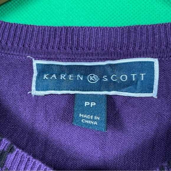 Purple Plaid Cardigan by Karen Scott Size PP - Picture 2 of 5